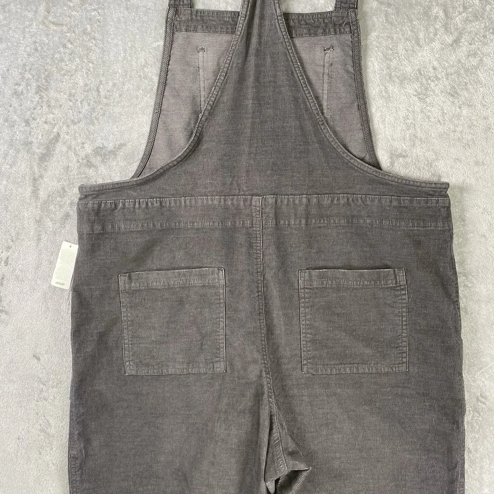 Aerie Overalls Womens Sz XL Grey Corduroy Adjustable Raw Hem Patch Pockets NWT